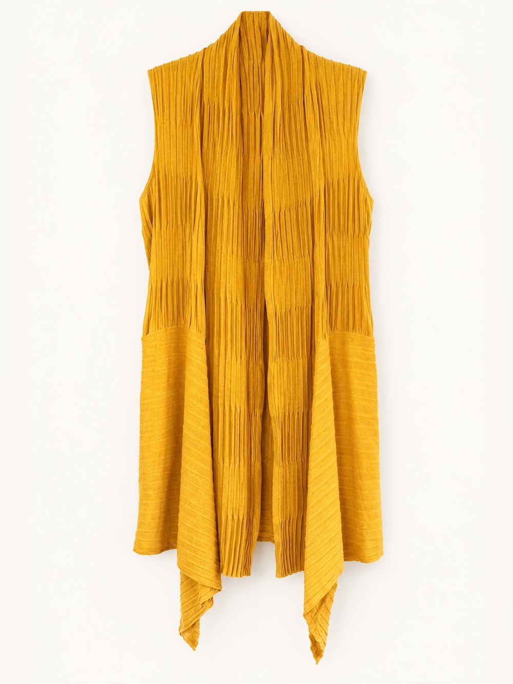 Lafayette 148 Deep Yellow Pleated Draped Statement XL Vest